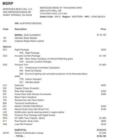 2026 Mercedes-Benz GLS 580 GLS 580