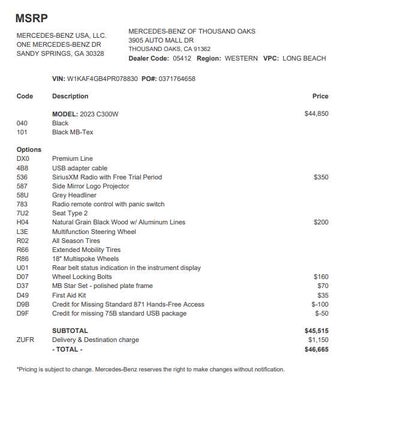 2023 Mercedes-Benz C 300 C 300