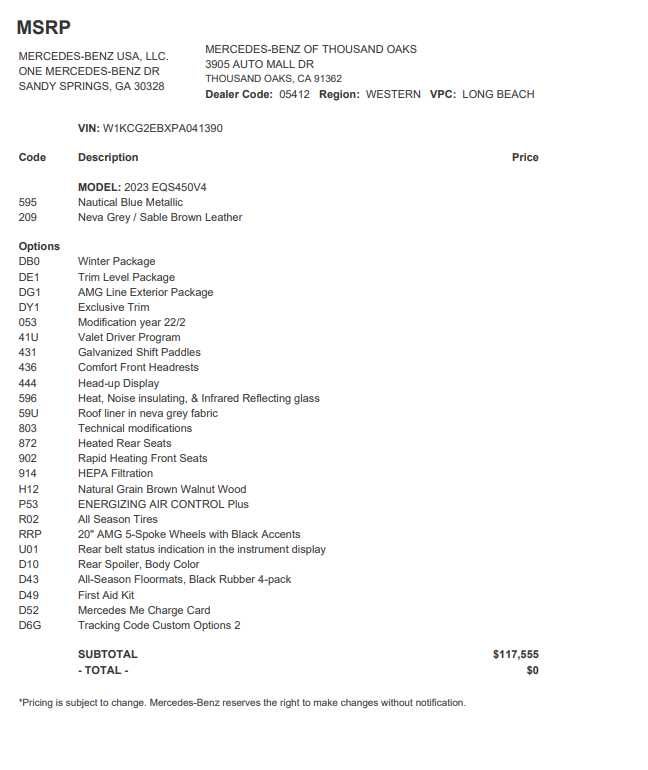 2023 Mercedes-Benz EQS 450 4MATIC® Sedan