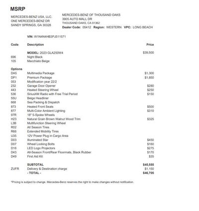 2023 Mercedes-Benz GLA 250 4MATIC® SUV