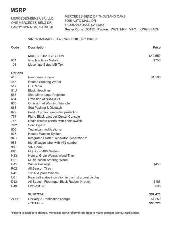2026 Mercedes-Benz GLC 300 GLC 300