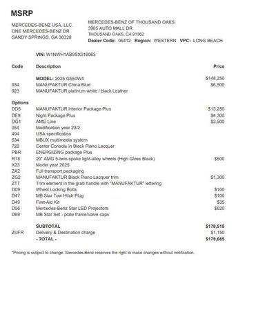 2025 Mercedes-Benz G 550 SUV