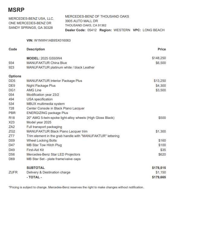 2025 Mercedes-Benz G 550 SUV
