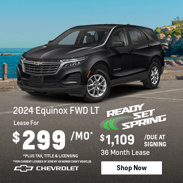 Lease for $299 per month for 36 mos. 2024 Equinox FWD LT