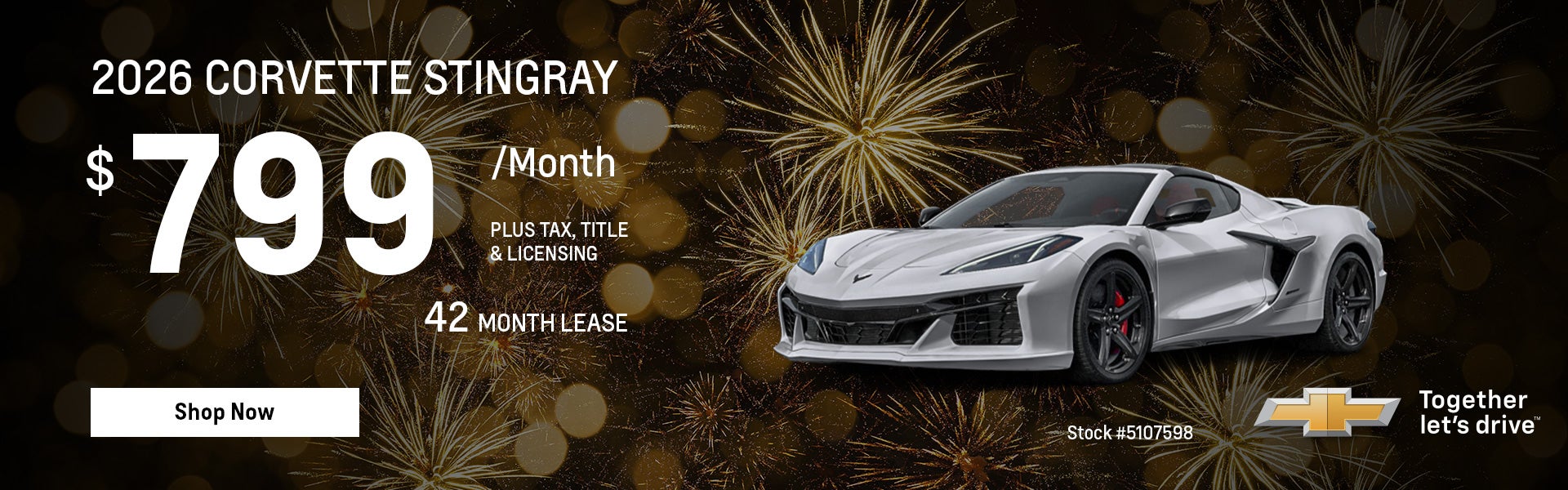 2026 Chevrolet Corvette Stingray 1LT Lease for $799 per mont